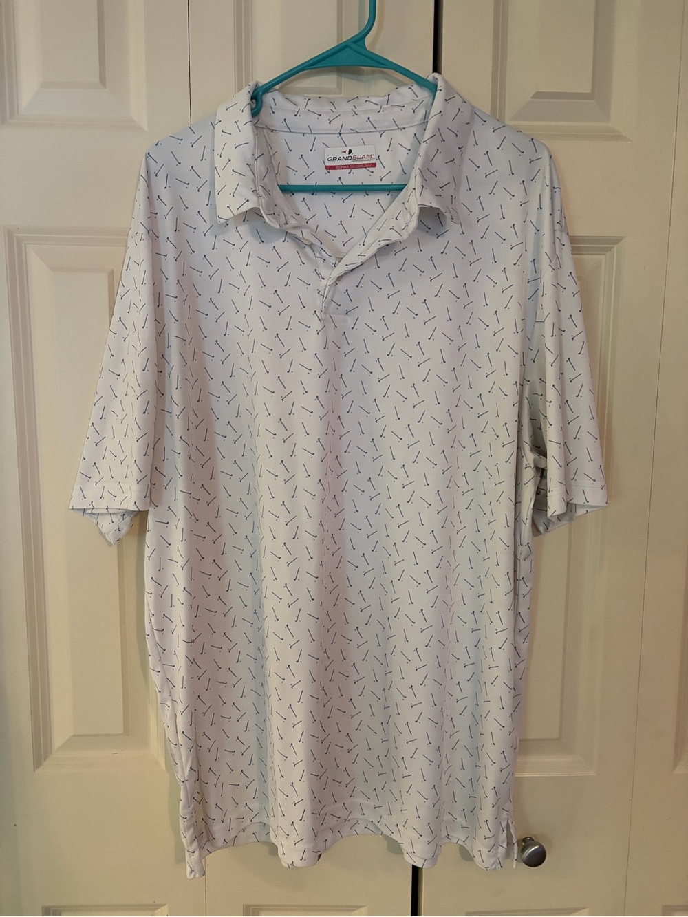 Grand Slam White Polo with Navy Micro Dashes